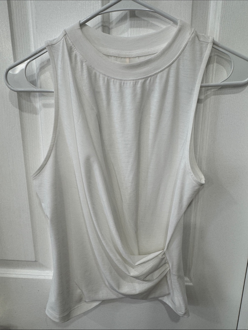 White Draped Knot Front Sleeveless Tank Top